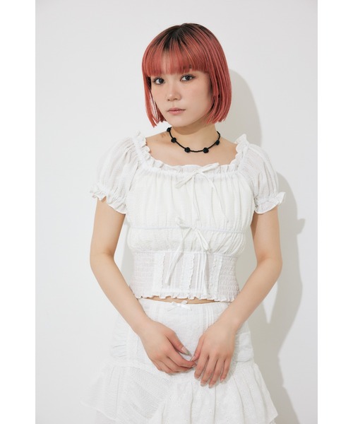 COTTON LACE TOPS コットン レース トップス 夏服 半袖（Tシャツ