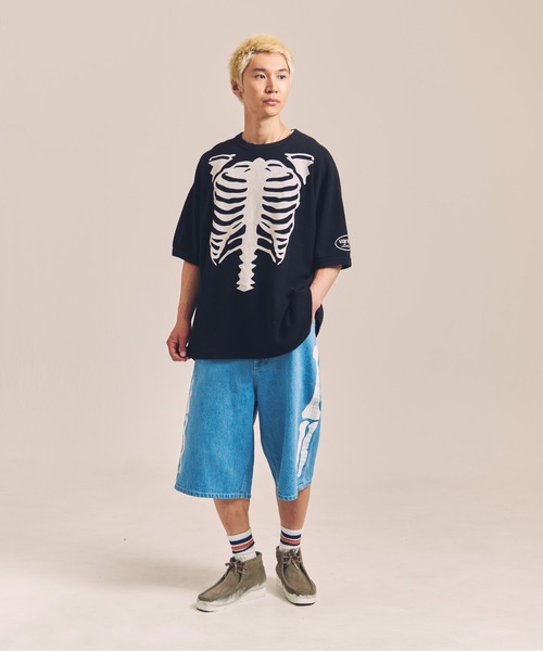VANSON（ヴァンソン）の「VANSON-SKELTON BONES-Denim Shorts（デニム