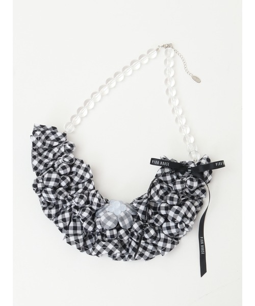 PINK HOUSE(ピンクハウス)の「gingham check shibori flower necklace(ネックレス・レディース・ピンク/ブラック/ライトブルー・フリー)」の2枚目の写真