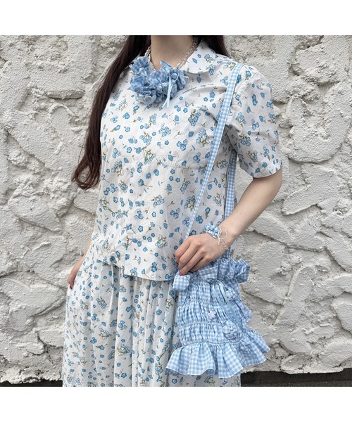 PINK HOUSE(ピンクハウス)の「gingham check shibori flower necklace(ネックレス・レディース・ピンク/ブラック/ライトブルー・フリー)」の10枚目の写真