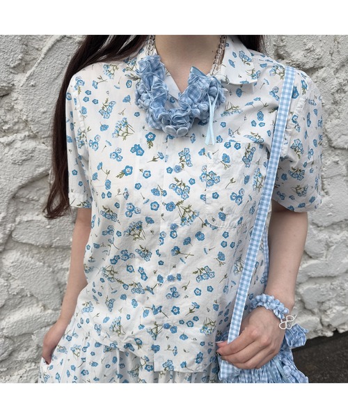 PINK HOUSE(ピンクハウス)の「gingham check shibori flower necklace(ネックレス・レディース・ピンク/ブラック/ライトブルー・フリー)」の12枚目の写真