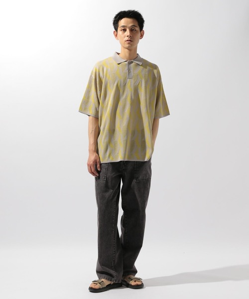 niko and...（ニコアンド）の「ジャカード幾何学ポロシャツ（ポロシャツ・メンズ・ベージュ/ネイビー/ライトグレー・MEDIUM/LARGE）」の7枚目の写真