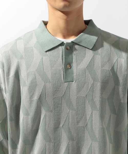 niko and...（ニコアンド）の「ジャカード幾何学ポロシャツ（ポロシャツ・メンズ・ベージュ/ネイビー/ライトグレー・MEDIUM/LARGE）」の16枚目の写真