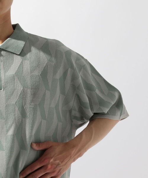 niko and...（ニコアンド）の「ジャカード幾何学ポロシャツ（ポロシャツ・メンズ・ベージュ/ネイビー/ライトグレー・MEDIUM/LARGE）」の17枚目の写真