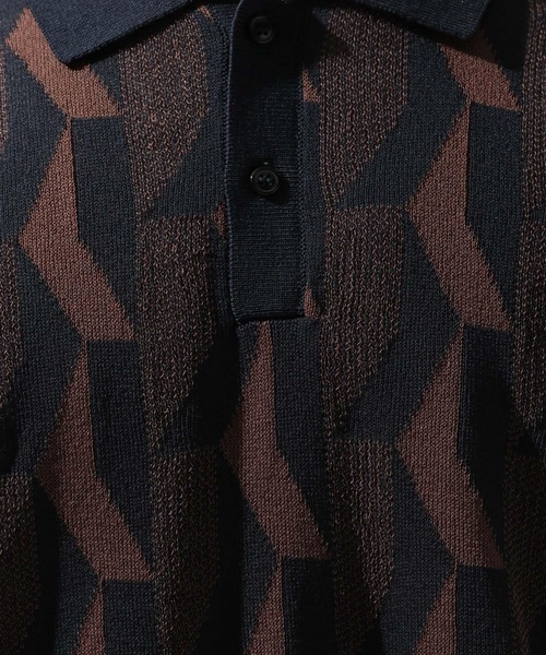 niko and...（ニコアンド）の「ジャカード幾何学ポロシャツ（ポロシャツ・メンズ・ベージュ/ネイビー/ライトグレー・MEDIUM/LARGE）」の22枚目の写真