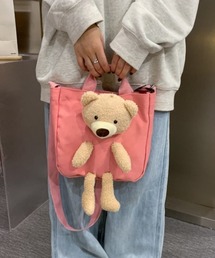 くまさんぬいぐるみ付き2WAYショルダーミニトートバッグ