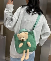 くまさんぬいぐるみ付き2WAYショルダーミニトートバッグ