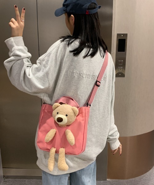 SHEPP（シープ）の「くまさんぬいぐるみ付き2WAYショルダーミニトートバッグ（トートバッグ・レディース・グリーン/ホワイト/イエロー/ピンク/ブラック・F）」の22枚目の写真