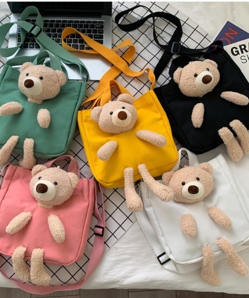 SHEPP（シープ）の「くまさんぬいぐるみ付き2WAYショルダーミニトートバッグ（トートバッグ・レディース・グリーン/ホワイト/イエロー/ピンク/ブラック・F）」の17枚目の写真