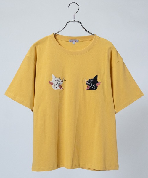 JOHN'S CLOSET(ジョンズクローゼット)の「【22】〔HOUSTON/ヒューストン〕バリエーションエンブロイダリー プリント Tシャツ TIGER OKLAHOMA CAT(Tシャツ/カットソー・レディース・ホワイト系3/ネイビー系2/ライトグリーン系2/ホワイト系1/ホワイト系2/グレー系3/ネイビー系1/イエロー系3/ピンク系1・SMALL/MEDIUM)」の8枚目の写真