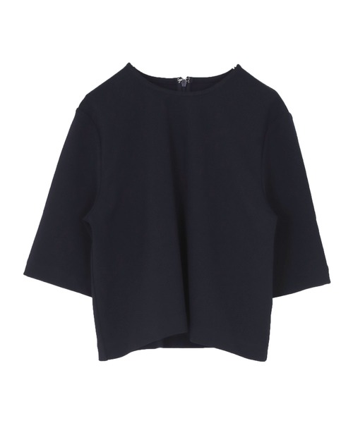 UR'S(ユアーズ)の「カットジョーゼットクルーネッククロップドプルオーバー(Tシャツ/カットソー・レディース・ネイビー/ホワイト/ブラック・L/M/S)」の3枚目の写真
