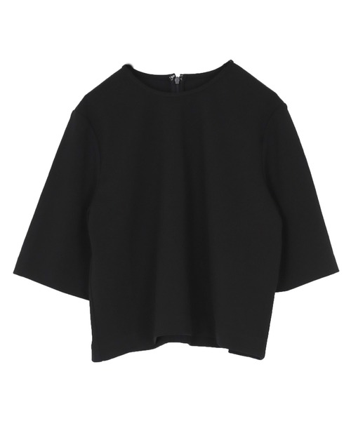 UR'S(ユアーズ)の「カットジョーゼットクルーネッククロップドプルオーバー(Tシャツ/カットソー・レディース・ネイビー/ホワイト/ブラック・L/M/S)」の2枚目の写真