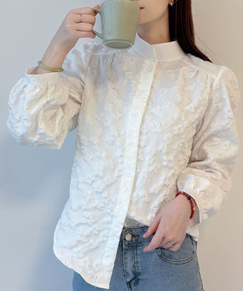 shoppinggo（ショッピングゴー）の「新作パフスリーブ ブラウストップス（シャツ/ブラウス・レディース・ホワイト・M）」の7枚目の写真