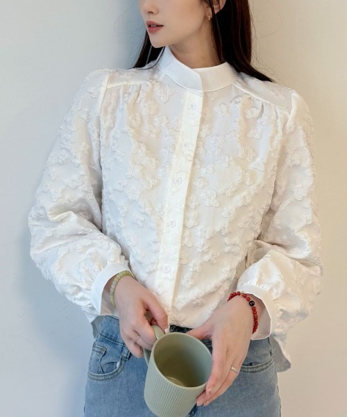 shoppinggo（ショッピングゴー）の「新作パフスリーブ ブラウストップス（シャツ/ブラウス・レディース・ホワイト・M）」の8枚目の写真