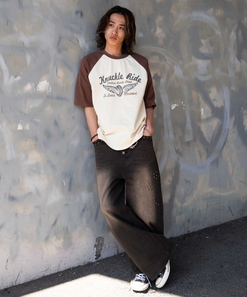 WEGO(ウィゴー)の「WEGO/ヴィンテージライクラグラングラフィックT(Tシャツ/カットソー・メンズ・ブラウン系その他/ブラック系その他・MEDIUM/LARGE)」の6枚目の写真