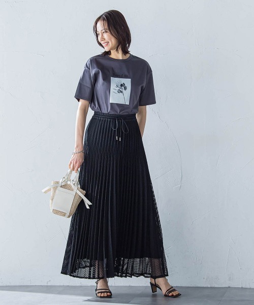 LAUTREAMONT（ロートレアモン）の「メッシュレースプリーツスカート≪洗濯機で洗える≫（スカート・レディース・ホワイト/ブラック・9号）」の6枚目の写真