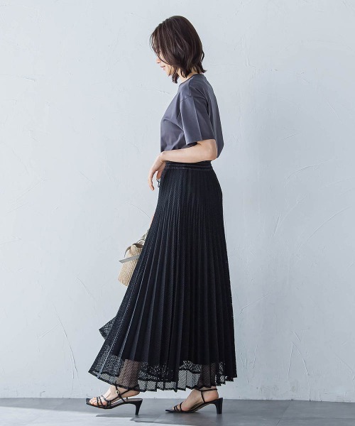 LAUTREAMONT（ロートレアモン）の「メッシュレースプリーツスカート≪洗濯機で洗える≫（スカート・レディース・ホワイト/ブラック・9号）」の9枚目の写真