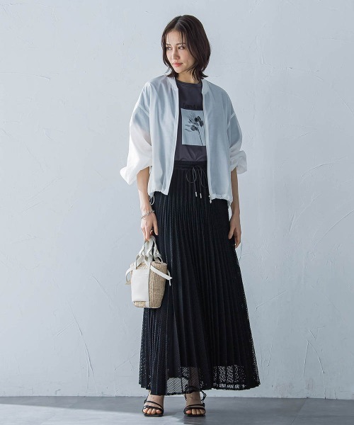 LAUTREAMONT（ロートレアモン）の「メッシュレースプリーツスカート≪洗濯機で洗える≫（スカート・レディース・ホワイト/ブラック・9号）」の11枚目の写真