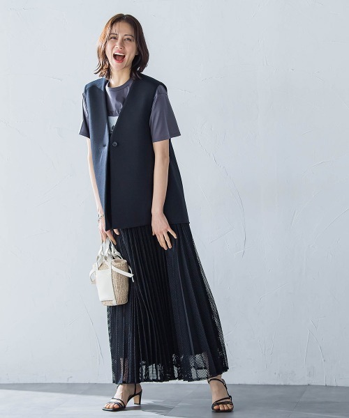 LAUTREAMONT（ロートレアモン）の「メッシュレースプリーツスカート≪洗濯機で洗える≫（スカート・レディース・ホワイト/ブラック・9号）」の15枚目の写真