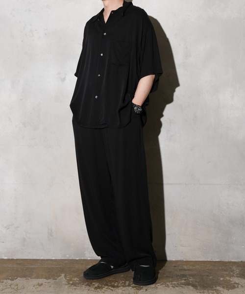 SUNNY SPORTS(サニースポーツ)の「SUNNY SPORTS / サニースポーツ SOLID 2PARTS WIDE PANTS 無地 レーヨン イージーパンツ(その他パンツ・メンズ・ブラック・X-SMALL/MEDIUM/LARGE)」の2枚目の写真