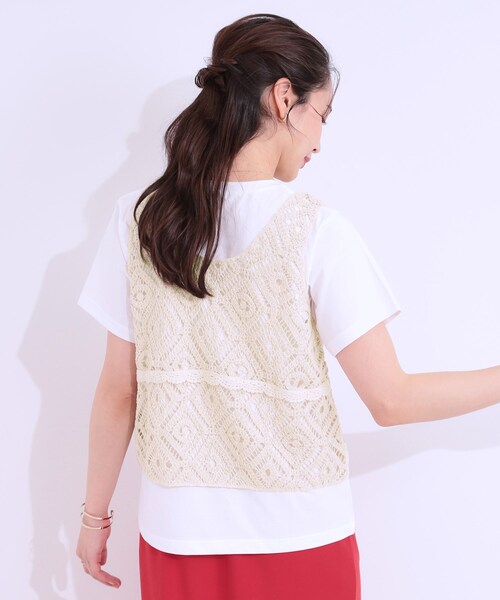 DRESKIP（ドレスキップ）の「【S-LL/2点セット】大人カジュアルに レースビスチェ+プリントTシャツ（その他トップス・レディース・オレンジ/グリーン系/ブラック/ライトベージュ・01/02/03/04）」の10枚目の写真