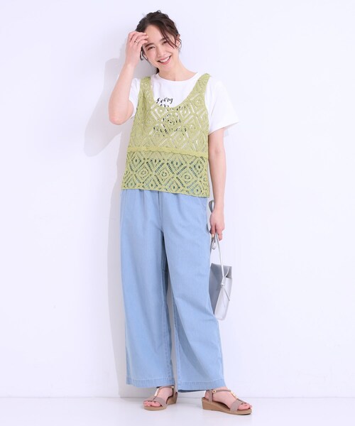 DRESKIP（ドレスキップ）の「【S-LL/2点セット】大人カジュアルに レースビスチェ+プリントTシャツ（その他トップス・レディース・オレンジ/グリーン系/ブラック/ライトベージュ・01/02/03/04）」の17枚目の写真