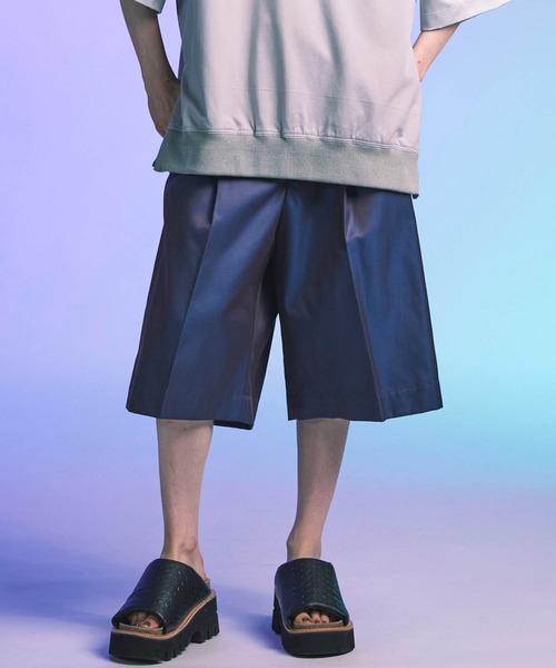 MAISON SPECIAL(メゾンスペシャル)の「《UNISEX》120/2/2 Suvin Cotton Gabardine Prime-Wide Shorts//スビンコットンギャバジンプライムワイドショーツ【MAISON SPECIAL/メゾンスペシャル】(その他パンツ・メンズ・ダークブルー/ブルー/チャコールグレー/ブラック・2/1/0)」の4枚目の写真