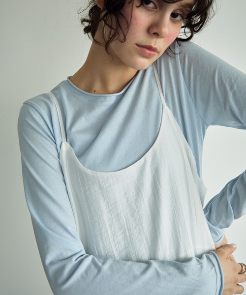 full/fill.（フルフィル）の「バックシームロングシアーT（Tシャツ/カットソー・レディース・ブルー/アイボリー/ホワイト/グリーン・FREE）」の4枚目の写真