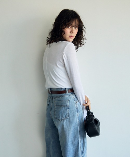 full/fill.（フルフィル）の「バックシームロングシアーT（Tシャツ/カットソー・レディース・ブルー/アイボリー/ホワイト/グリーン・FREE）」の8枚目の写真