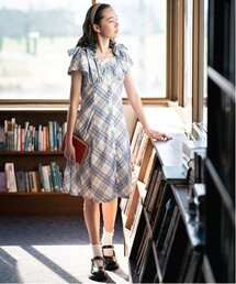 pom ponette junior（ポンポネットジュニア）の「【ニコ☆プチ掲載】ショルダーリボンカットワンピース（シャツワンピース・キッズ）」