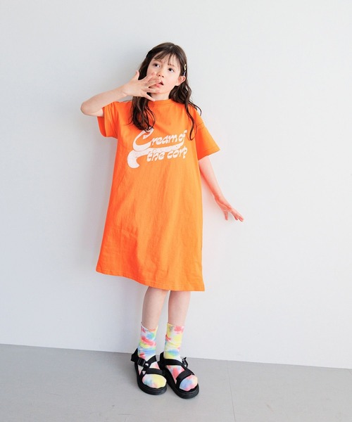 BAYFLOW（ベイフロー）の「[スリット入りで動きやすい♪]アソートプリントビッグワンピ(KIDS)（ワンピース・キッズ・チャコール/オレンジ/パープル・110cm/120cm/150cm/130cm/140cm）」の9枚目の写真