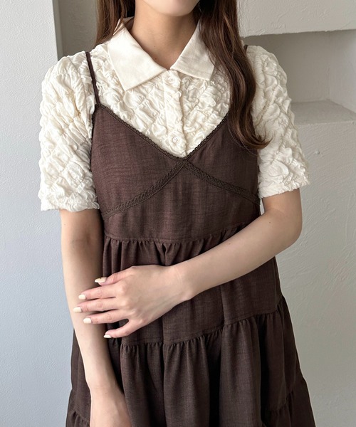 apres jour clair（アプレジュールクレア）の「【apres jour clair】ポコポコポロトップス（ポロシャツ・レディース・ベージュ/アイボリー・X-LARGE/フリー）」の6枚目の写真