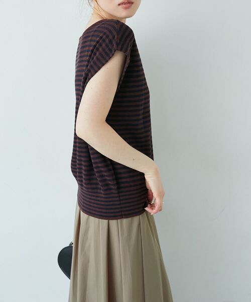 le.coeur blanc（ルクールブラン）の「《手洗い可能》柄編みボーダーフレンチニット（ニット/セーター・レディース・ホワイト系その他/ブラウン系その他2・38）」の4枚目の写真
