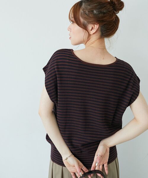 le.coeur blanc（ルクールブラン）の「《手洗い可能》柄編みボーダーフレンチニット（ニット/セーター・レディース・ホワイト系その他/ブラウン系その他2・38）」の6枚目の写真