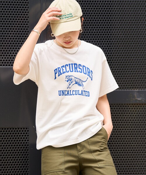 FREAK'S STORE(フリークスストア)の「タイガープリントTシャツ/カレッジプリントTシャツ/TORA Tシャツ/トラ柄(Tシャツ/カットソー・レディース・チャコール/ライトグレー/オフホワイト・フリ-)」の2枚目の写真
