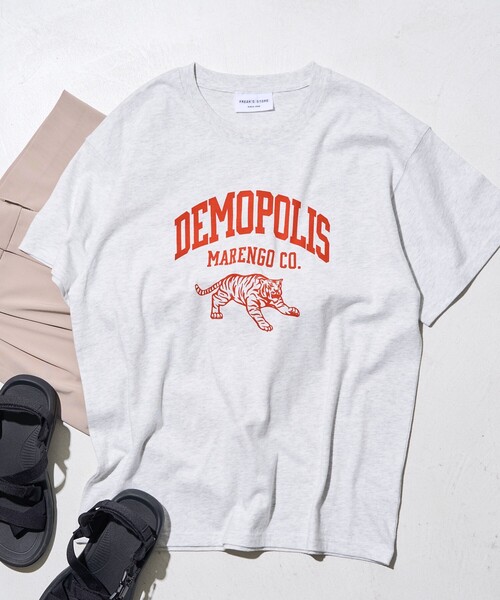 FREAK'S STORE(フリークスストア)の「タイガープリントTシャツ/カレッジプリントTシャツ/TORA Tシャツ/トラ柄(Tシャツ/カットソー・レディース・チャコール/ライトグレー/オフホワイト・フリ-)」の3枚目の写真