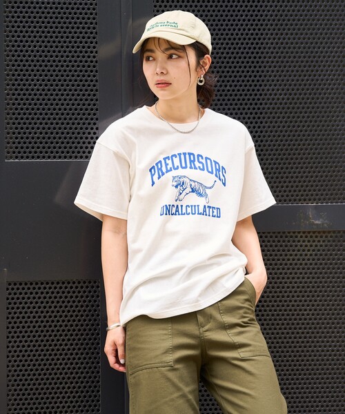 FREAK'S STORE(フリークスストア)の「タイガープリントTシャツ/カレッジプリントTシャツ/TORA Tシャツ/トラ柄(Tシャツ/カットソー・レディース・チャコール/ライトグレー/オフホワイト・フリ-)」の15枚目の写真