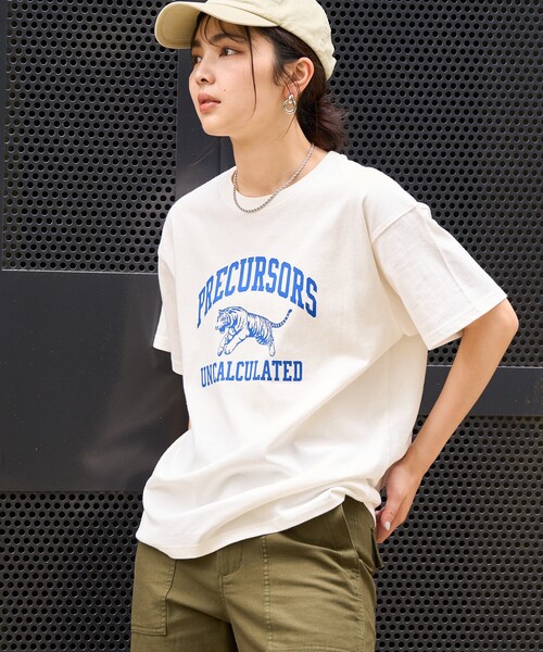 FREAK'S STORE(フリークスストア)の「タイガープリントTシャツ/カレッジプリントTシャツ/TORA Tシャツ/トラ柄(Tシャツ/カットソー・レディース・チャコール/ライトグレー/オフホワイト・フリ-)」の17枚目の写真