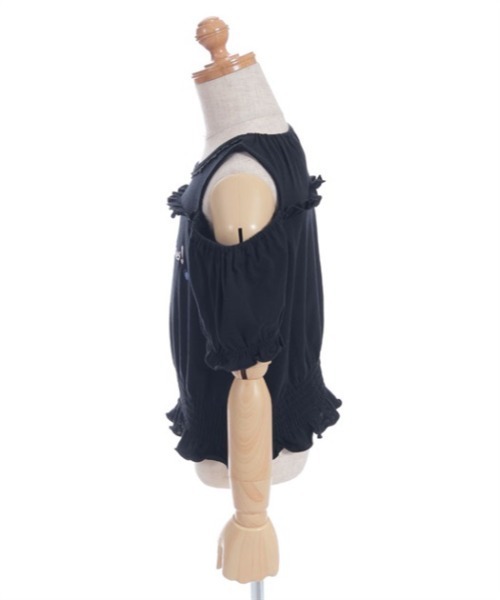 axes femme（アクシーズファム）の「肩開きロゴ刺繍トップス（Tシャツ/カットソー・キッズ・ラベンダー/ブラック・LARGE/MEDIUM/X-LARGE）」の5枚目の写真