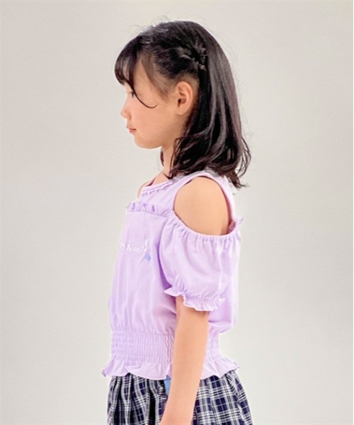 axes femme（アクシーズファム）の「肩開きロゴ刺繍トップス（Tシャツ/カットソー・キッズ・ラベンダー/ブラック・LARGE/MEDIUM/X-LARGE）」の22枚目の写真