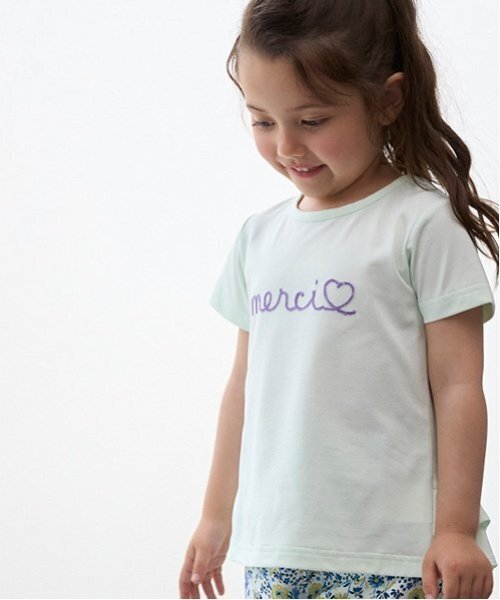 petit main(プティマイン)の「【水陸両用】ロゴ刺しゅうTシャツ(キッズサイズ)(Tシャツ/カットソー・キッズ・ラベンダー/ライトカーキ/ネイビー/アイボリー・80cm/100cm/90cm/120cm/110cm/130cm)」の3枚目の写真