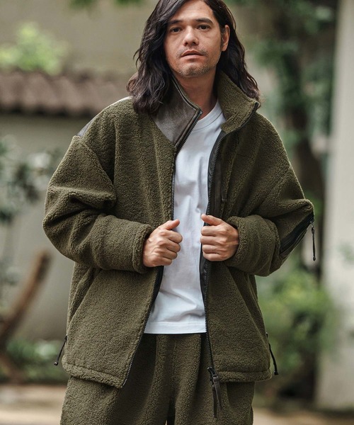 mj10845- Sheep Like Boa Synthetic Leather Blouson ボアレザー