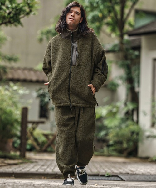 mj10845- Sheep Like Boa Synthetic Leather Blouson ボアレザー