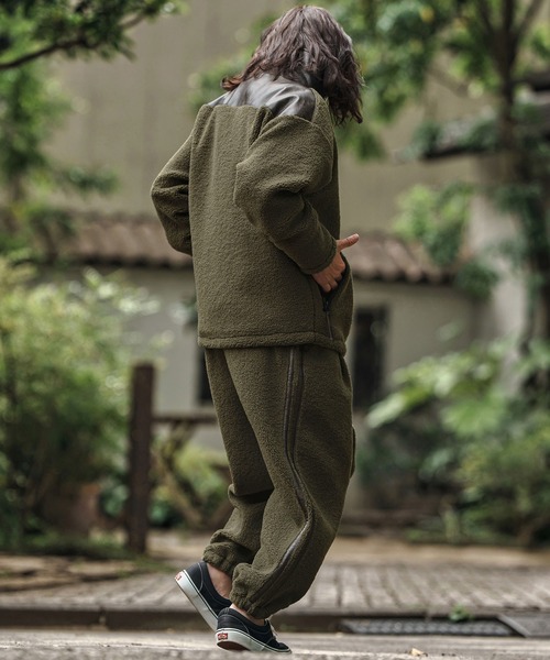 CAMBIO(カンビオ)の「mj10845- Sheep Like Boa Synthetic Leather Blouson ボアレザーブルゾン(その他アウター・メンズ・ブラック/オリーブ・S/M/L)」の7枚目の写真