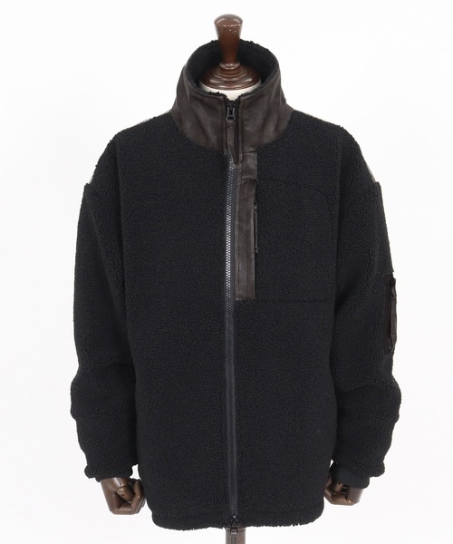 CAMBIO(カンビオ)の「mj10845- Sheep Like Boa Synthetic Leather Blouson ボアレザーブルゾン(その他アウター・メンズ・ブラック/オリーブ・S/M/L)」の16枚目の写真
