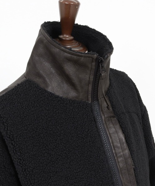 CAMBIO(カンビオ)の「mj10845- Sheep Like Boa Synthetic Leather Blouson ボアレザーブルゾン(その他アウター・メンズ・ブラック/オリーブ・S/M/L)」の18枚目の写真