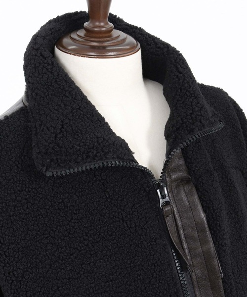 CAMBIO(カンビオ)の「mj10845- Sheep Like Boa Synthetic Leather Blouson ボアレザーブルゾン(その他アウター・メンズ・ブラック/オリーブ・S/M/L)」の19枚目の写真