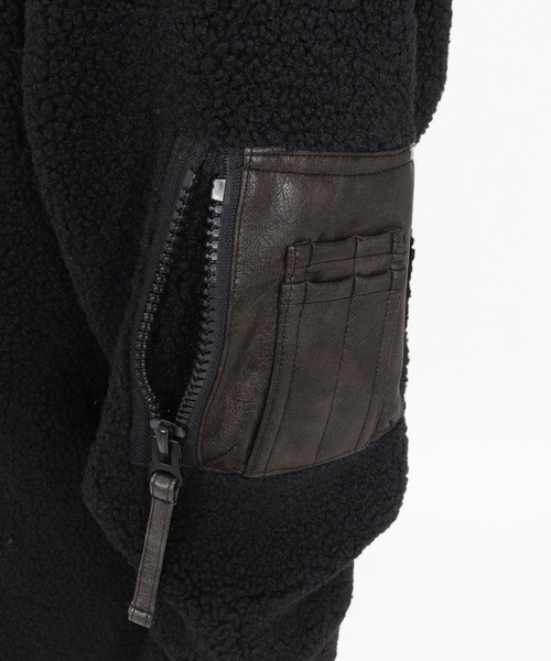 CAMBIO(カンビオ)の「mj10845- Sheep Like Boa Synthetic Leather Blouson ボアレザーブルゾン(その他アウター・メンズ・ブラック/オリーブ・S/M/L)」の22枚目の写真