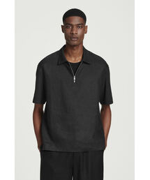 COS｜ポロシャツ（RELAXED）｜ブラック RELAXED BOUCLÉ-KNIT COTTON POLO SHIRT - BLACK | COS