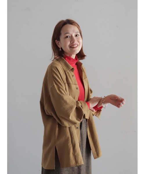 FIL DE FER(フィルデフェール)の「ポリエステルピーチ ビッグシャツ(シャツ/ブラウス・レディース・キャメル/ベージュ・FREE)」の10枚目の写真